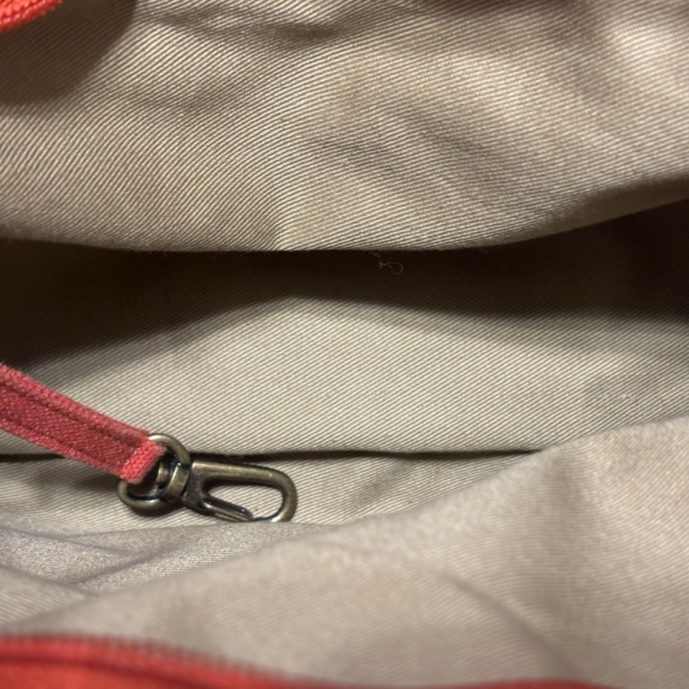 Vintage L.L. Bean Canvas Messenger Bag/ Satchel/Leather Trim/Salmon Red - Picture 9 of 16